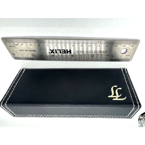 Lisa Loeb Hard Leather Rectangle Top-Stiching Eyeglasses Sunglasses Case - Picture 7 of 9